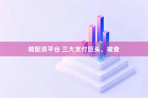 微配资平台 三大支付巨头，被查
